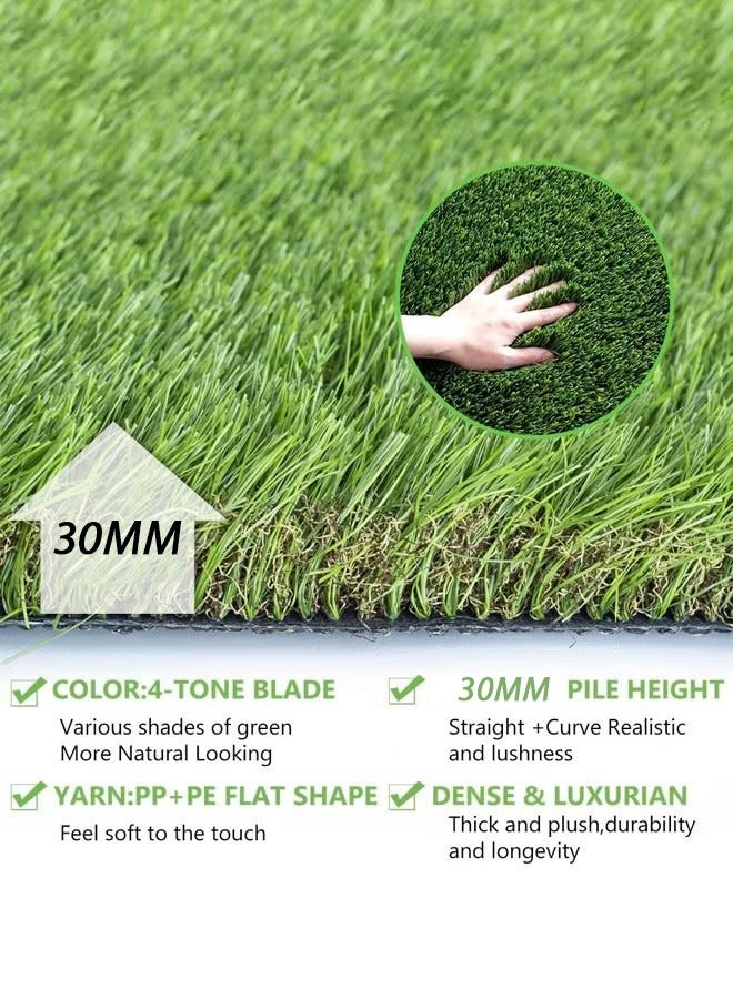 TELANPU Realistic Artificial Grass Rug Indoor Outdoor Artificial Grass Turf Dog Grass Mat with Drainage Holes Fake Grass for Garden Lawn Landscape Balcony Decoration - Image 3